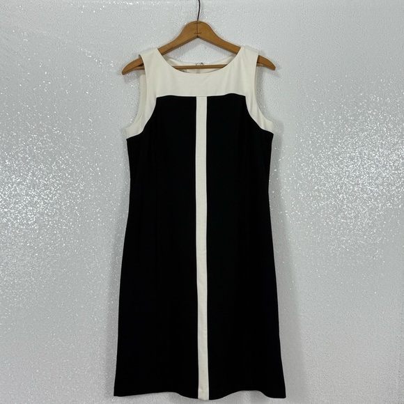 Talbots Black and White Sleeveless Dress/ Sheath NWT Size 8 petite Bust - Picture 2 of 13